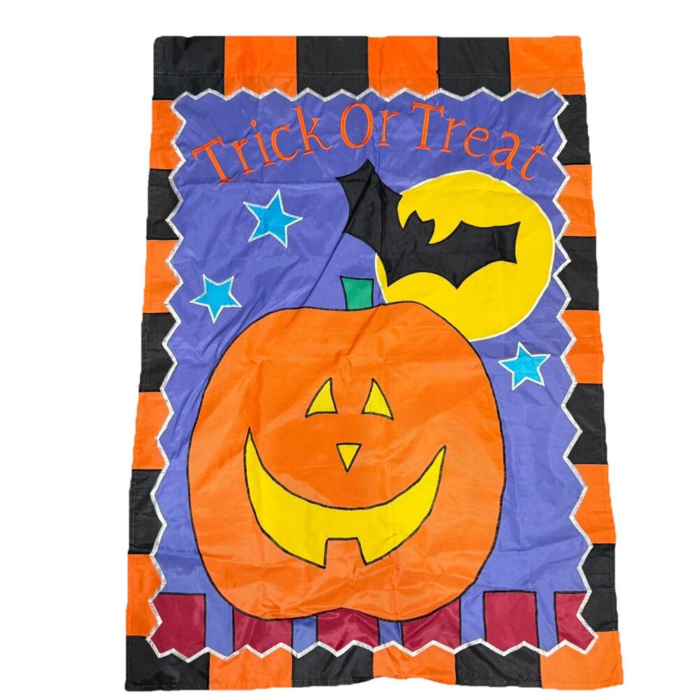 Vintage Halloween Trick or Treat Flag Jack-o-Lantern Yard Flag - 39.5" x 27.5"